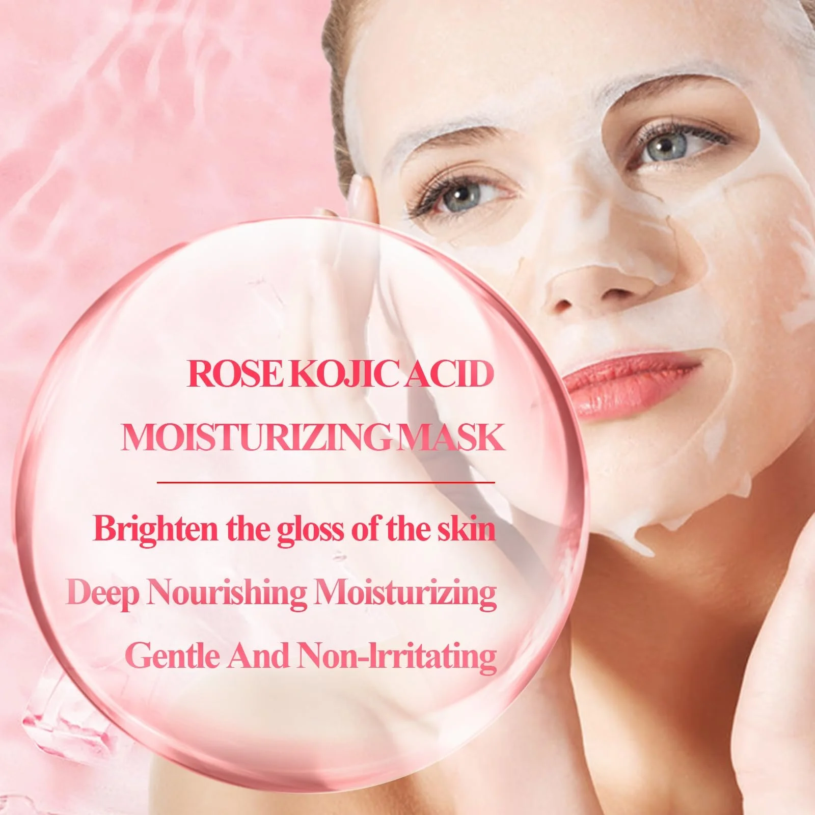 Маска для обличчя Паковання з 6 штук Зволожувальна, живильна маска з койєвою кислотою і куркумою, рожева, фото №6