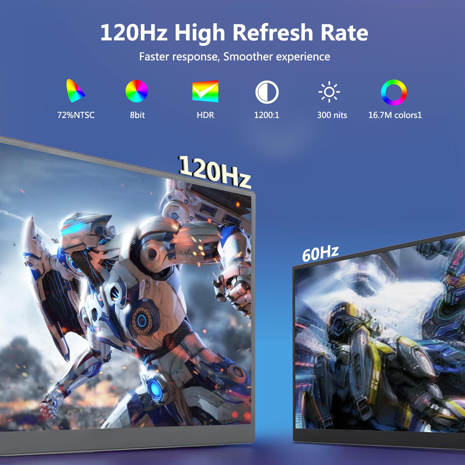 Портативный монитор 18.5 дюймов 120Hz 1080P 100% sRGB FHD HDR USB HDMI с VESA ультратонкий, фото №3