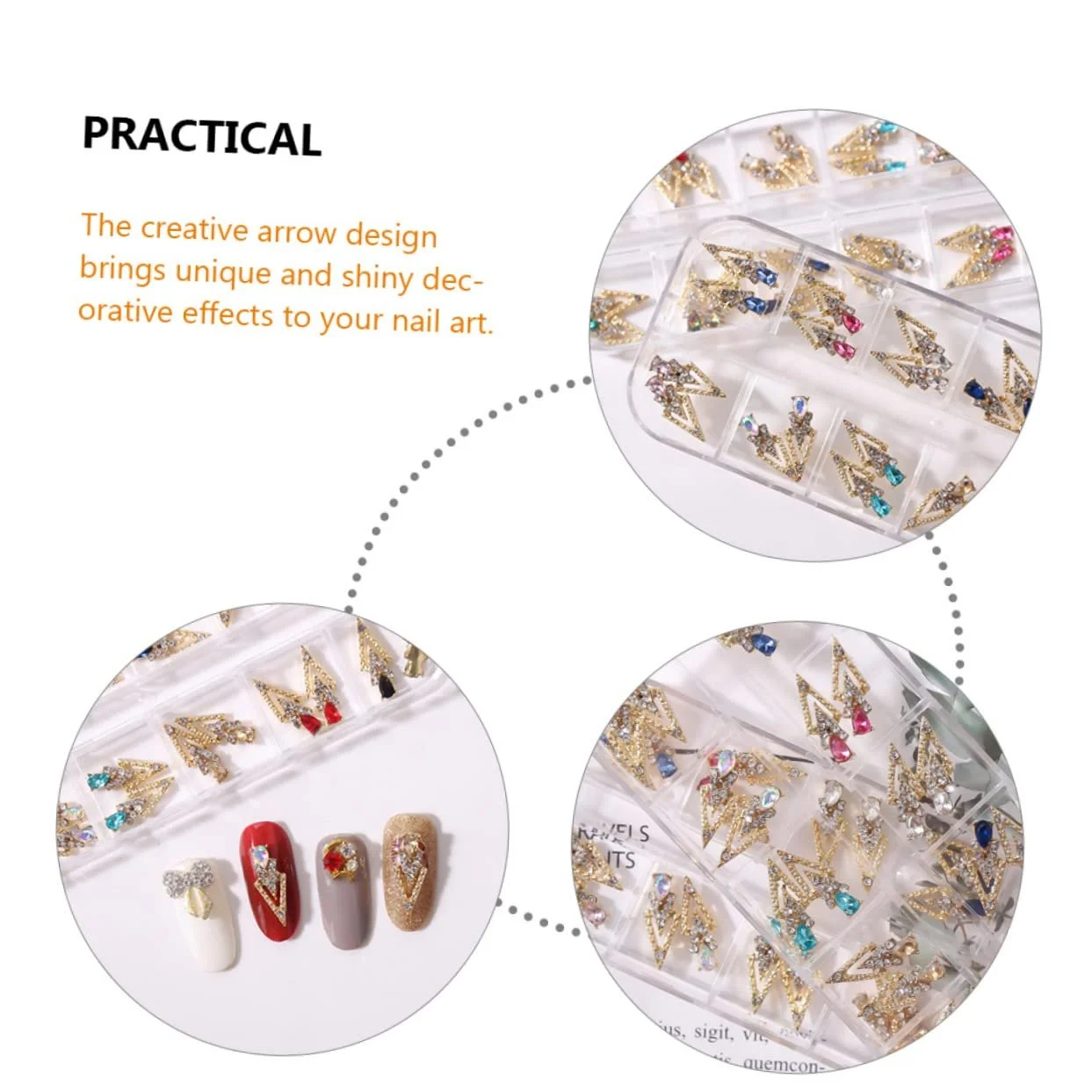Стразы для ногтей FRCOLOR 72 шт. Блестящие украшения для творческого дизайна ногтей для украшения натуральных и искусственных ногтей, фото №9