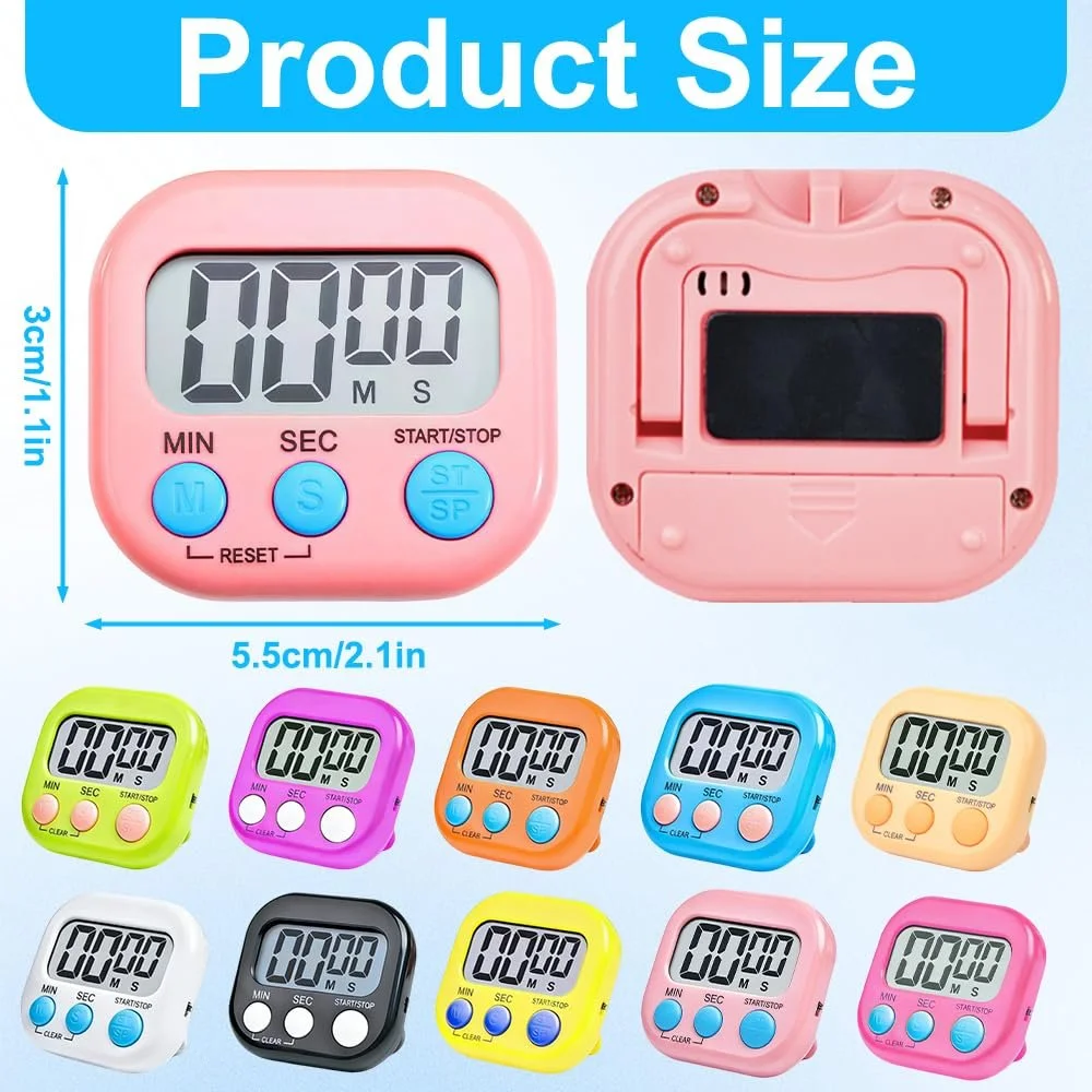 Магнітний кухонний таймер Digital Timer (набір 10 шт.) з LCD-дисплеєм та складаною підставкою, фото №2