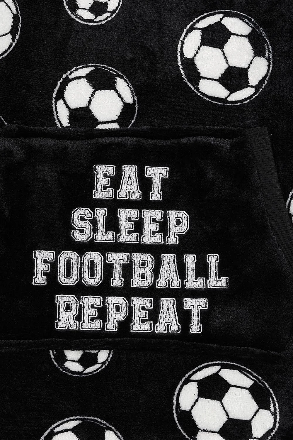 Худі ThePyjamaFactory Eat Sleep Football Чорно-білий флісовий для хлопчиків, фото №1