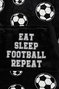Худі ThePyjamaFactory Eat Sleep Football Чорно-білий флісовий для хлопчиків - Фото 1
