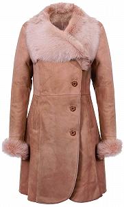 Пальто Infnity Кожаное Женское Теплое Бежевое из мериносовой овчины с воротником Toscana - Фото 1