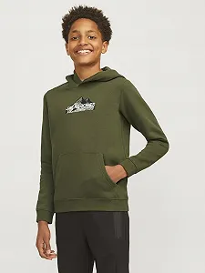 Худи JACK&JONES JUNIOR Jcomountain Logo Sweat Hood Sn Mni для мальчиков synthetic.ua - Фото 1