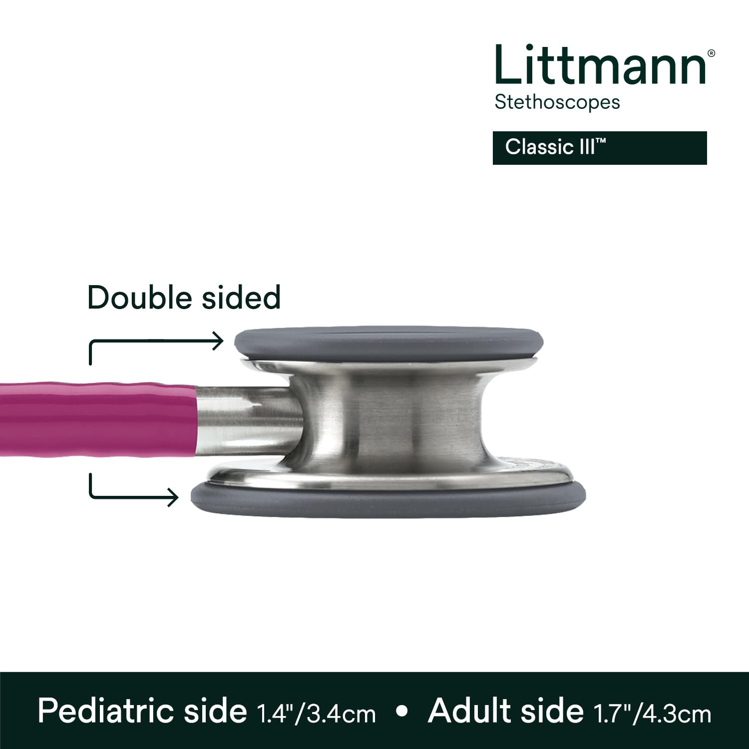 Стетоскоп 3M Littmann Classic III 69см Малиновый, фото №3