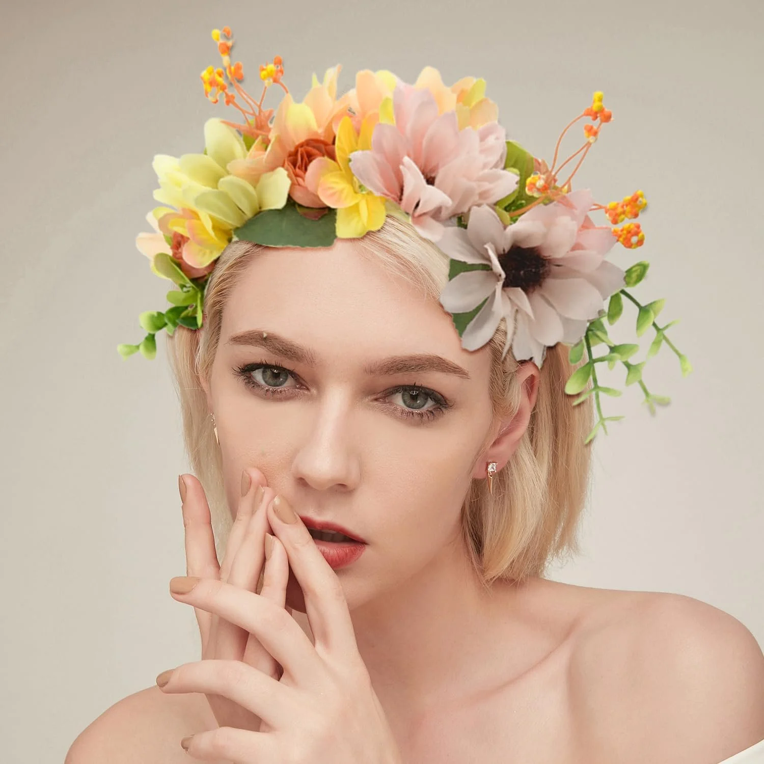 Обруч Квітка Elees Квітка Штучна Помаранчевий, фото №4