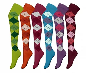 Женские Носки Bonjour Argyle Stripe Over The Knee Черный Размер 4-8 - Фото 1