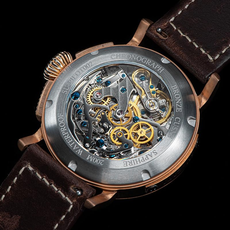 Чоловічий годинник Seagull 1963 S409.02 з механізмом Pilot Master ST1901 з сапфіровим склом, бронза, браслет, фото №6