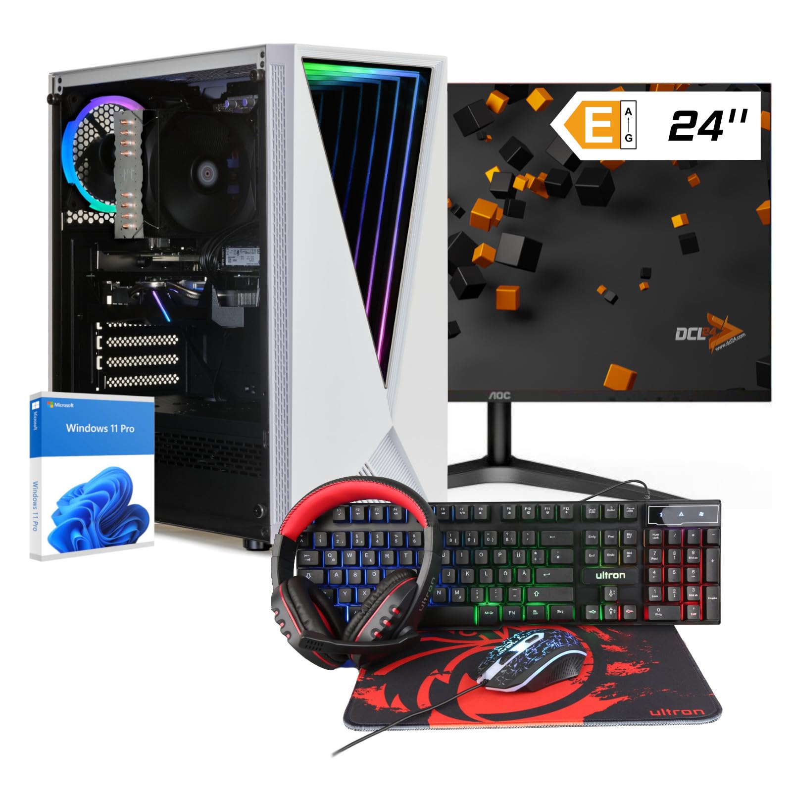 Комплект ПК dcl24 Gaming AMD Ryzen 5 4500 GTX1650 4GB - 500GB SSD, 16GB DDR4, WiFi, 24 дюйми Монітор, Миша, Клавіатура, Навушники, Windows 11 Pro, фото №1