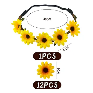 Венок для волос с ромашками и 12 маленьких шипов с ромашками Желтый synthetic.ua - Фото 1