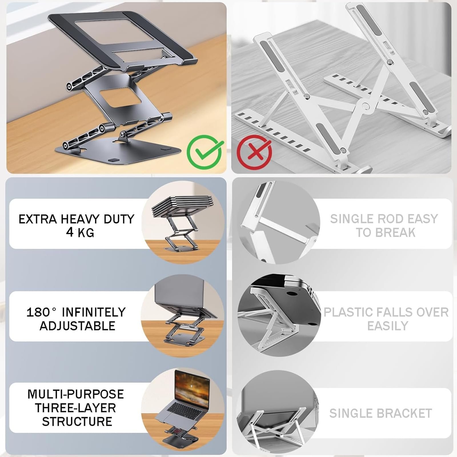 Підставка для ноутбука, Ергономічний складаний дизайн, Сталева конструкція, фото №4 Підставка для ноутбука, Ергономічний складаний дизайн, Сталева конструкція, фото №4