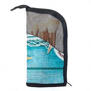 Набір кистей для макіяжу з сумкою Starfish and Light Blue Wood, 12 шт, Colored-3607 - Фото 1