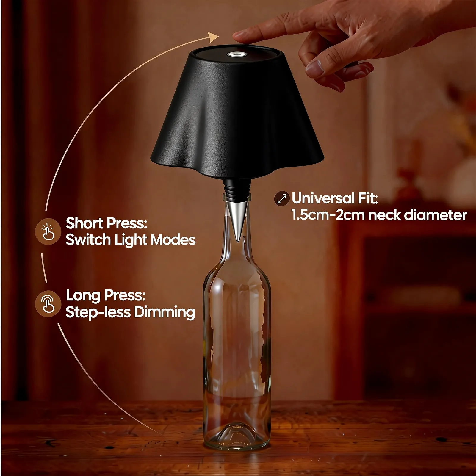 Насадка-лампа для пляшки LED Type C RGB Чорна, фото №3