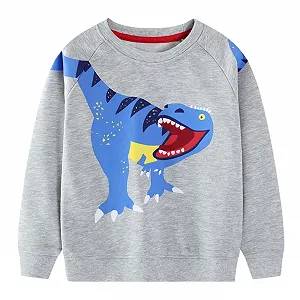 Свитшот FILOWA для мальчиков, хлопковый пуловер с длинными рукавами, свитер с рисунком динозавра-экскаватора, Санта Клауса, принт лося, теплая рубашка с длинными рукавами, осенне-зимний топ, 2-7 лет - Фото 1