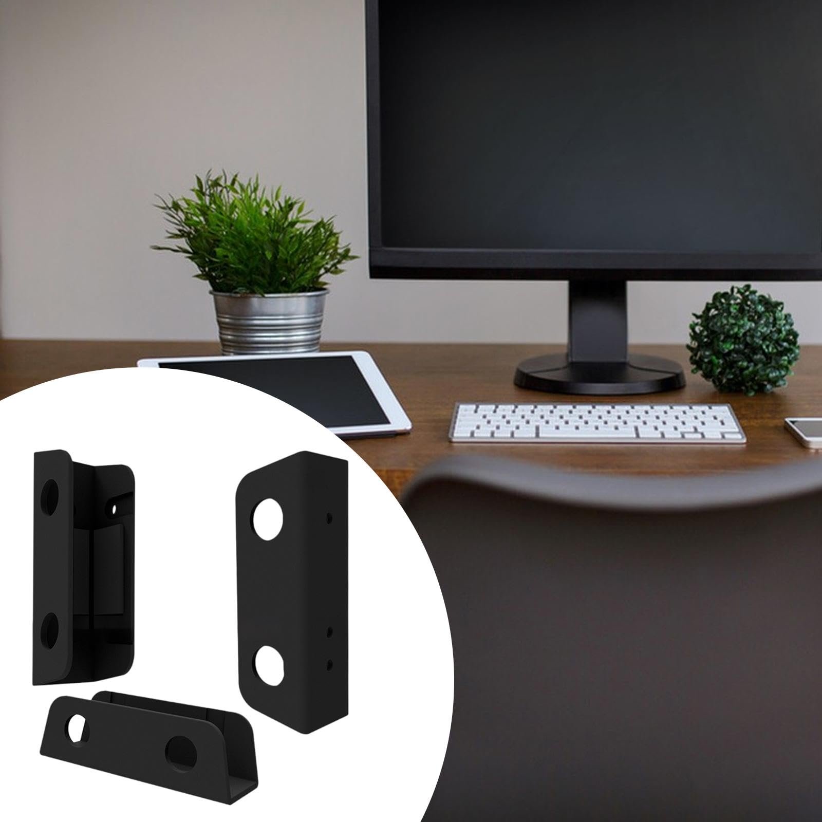 Тримач для ноутбука, для встановлення на стіл або під стіл, з захисними накладками, покращена стабільність, міцний, чорний, фото №2