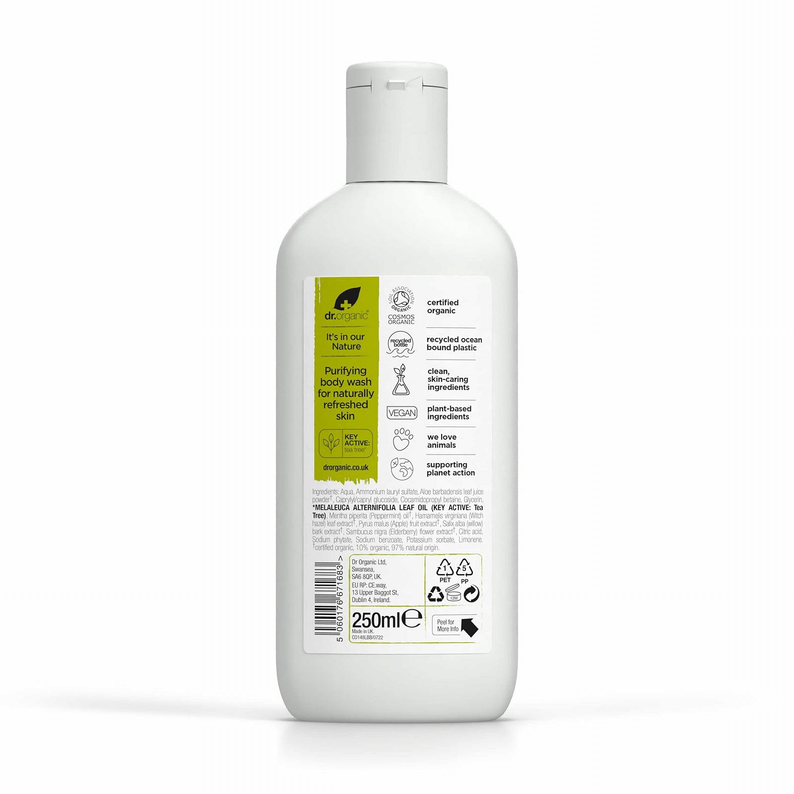 Гель для душа Dr Organic Tea Tree Body Wash Gel натуральный веганский 250 мл (2 шт. в упаковке), фото №2
