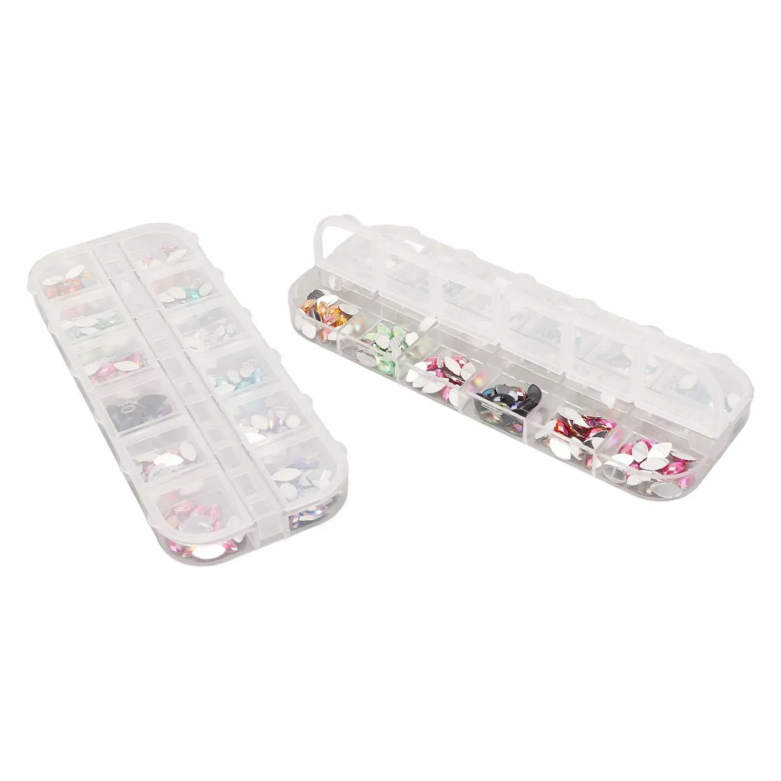 Стрази 2 коробки, Асорті яскравих кольорів, Плоскі, Для DIY макіяжу, Блискучі, Широко використовуються, фото №8