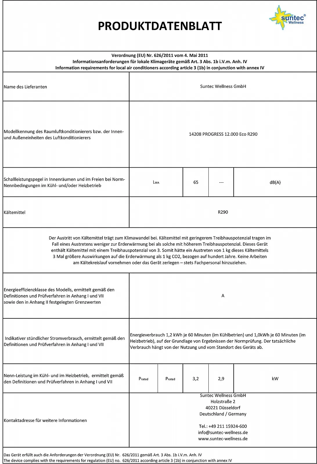 Мобильный кондиционер Suntec Progress 12,000 Eco 14420 4-в-1 черный 12,000 BTU/h, фото №9
