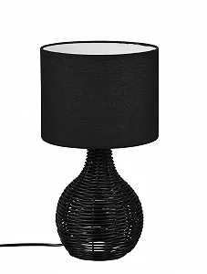 Настільна лампа Reality Leuchten Sprout R51291002 Плетена основа з ротанга Тканинний плафон Чорна - Фото 1