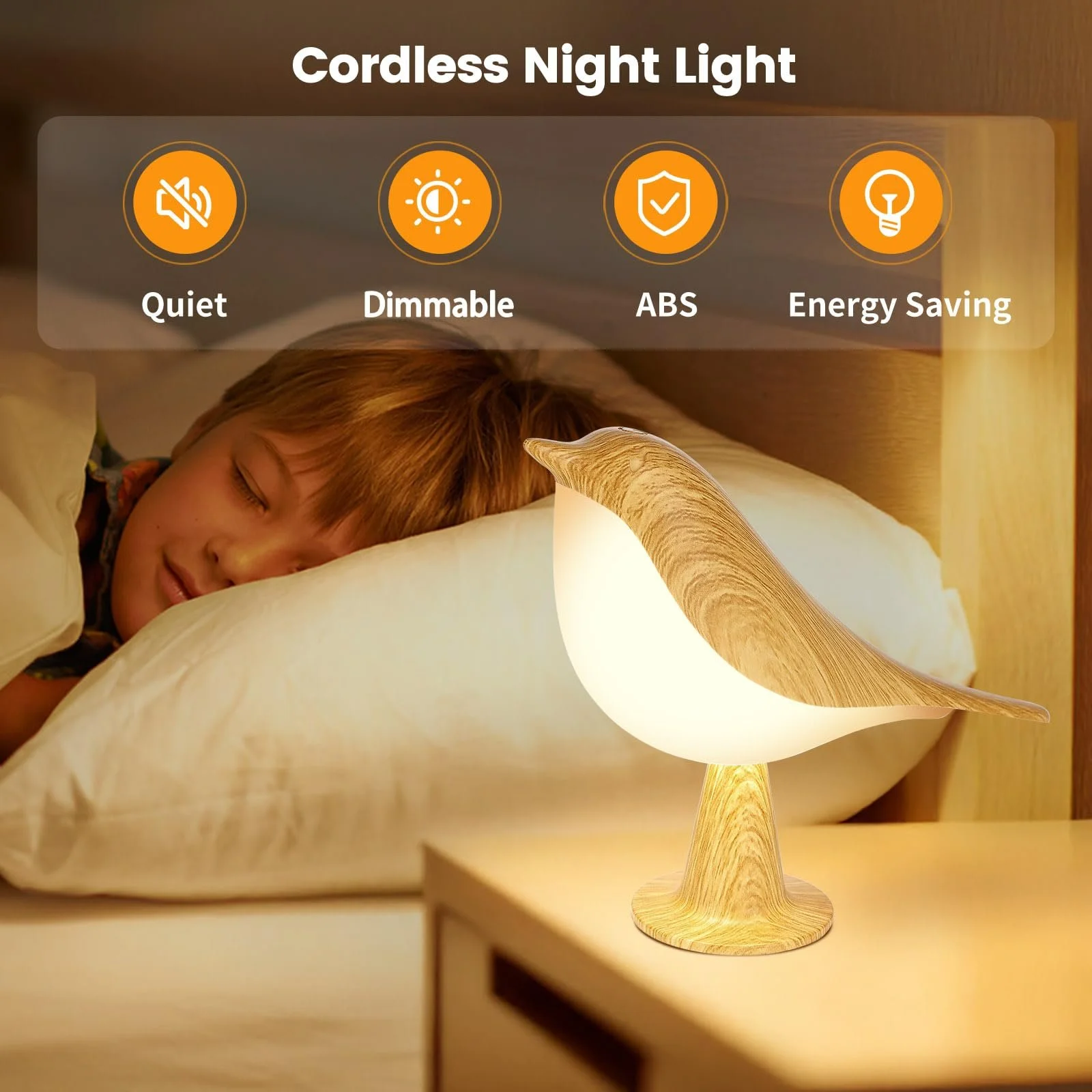 Настільна лампа LED Бездротова Акумуляторна 1800 мАг Птах Біла, фото №2