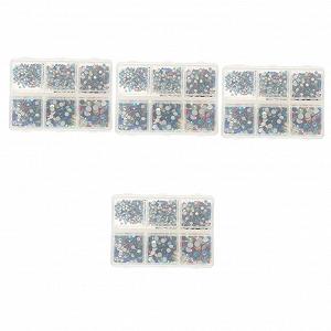 Стразы Плоские Healvian, 4 набора, Черная Отделка, Кристаллы, Аксессуары для ногтей, Искусственные ногти, DIY, Маникюр, Стекло - Фото 1