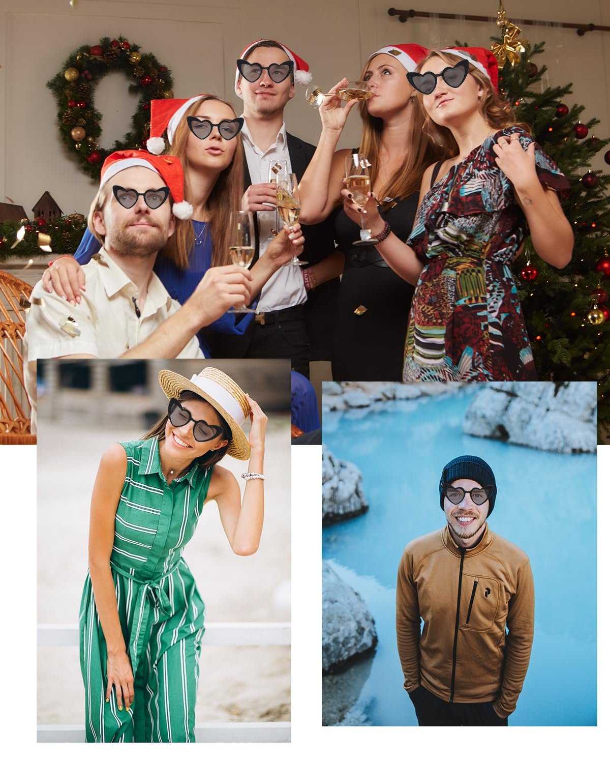 Сонцезахисні окуляри у формі серця TPZORJX, 8 шт. (Чорний + Білий), фото №4