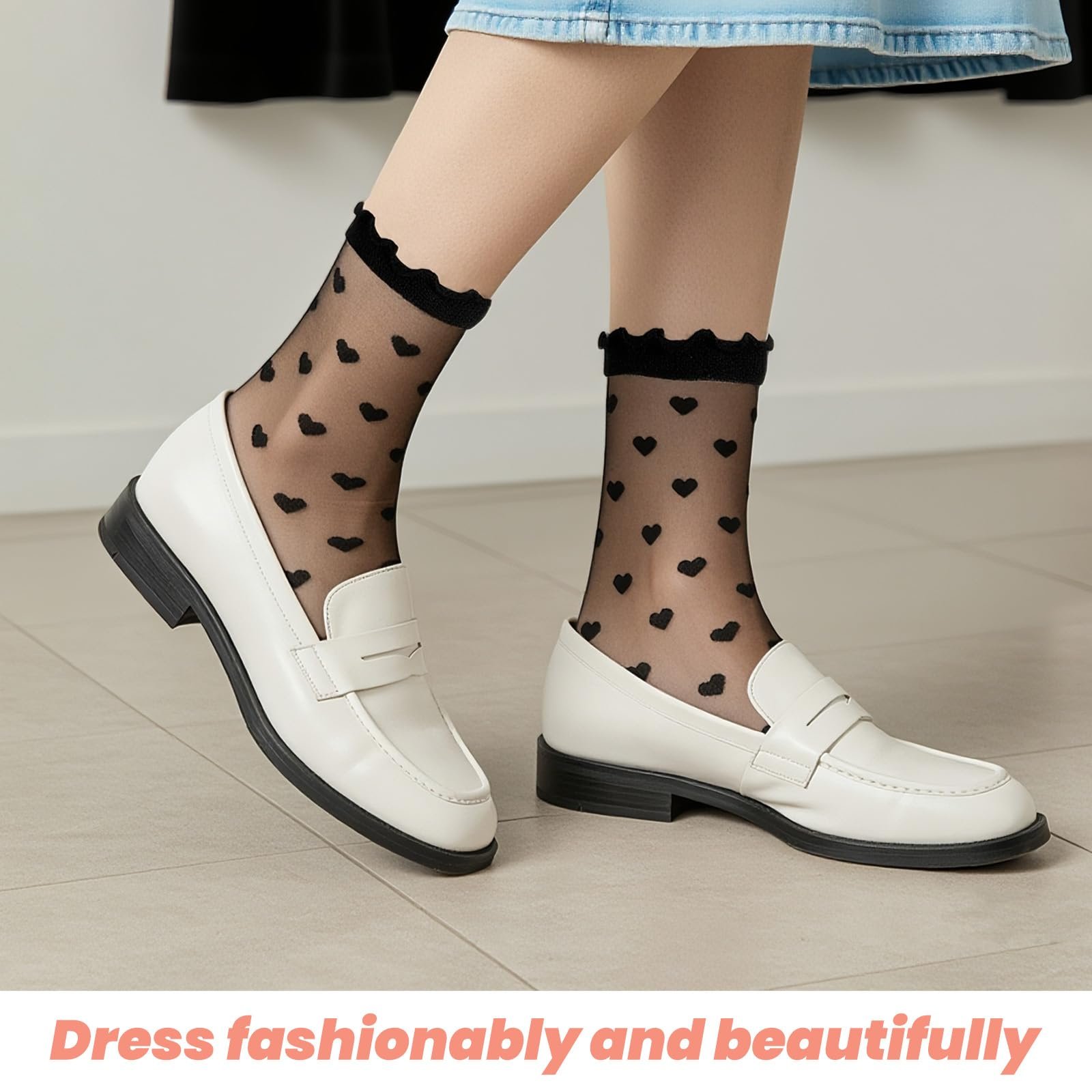 Шкарпетки з сердечками Larrel, 6 пар, прозорі, фото №4