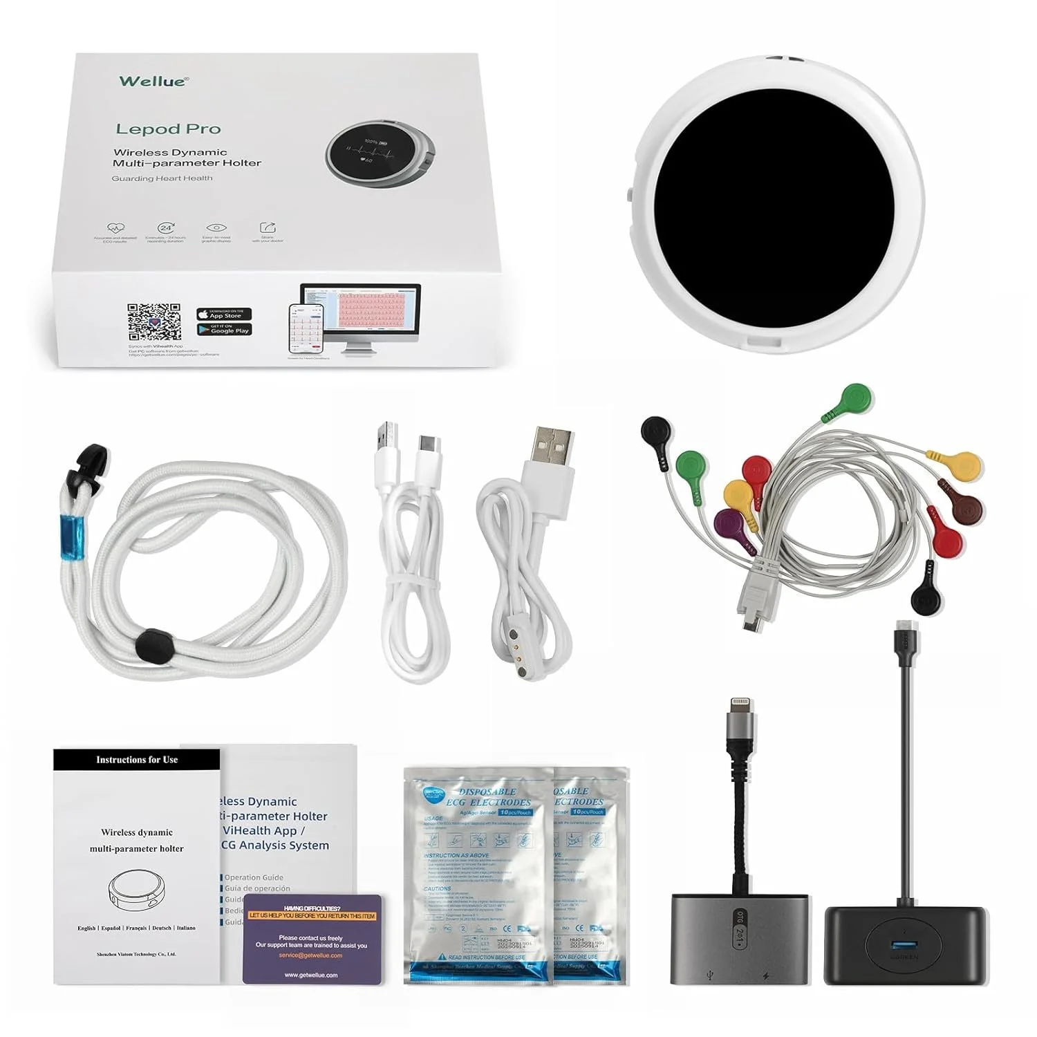 Электрокардиограф Wellue LP12 Черный, фото №5