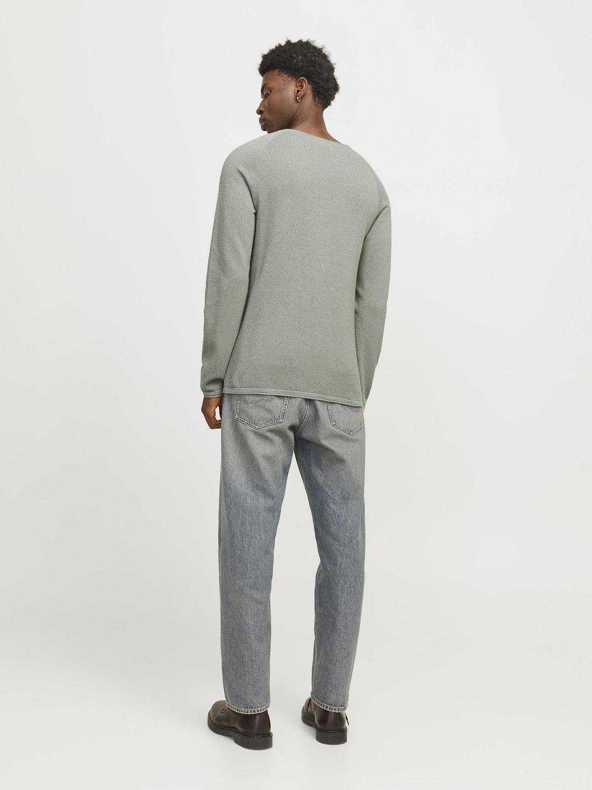 В'язаний пуловер JACK & JONES JJEHILL чоловічий, з круглим вирізом, однотонний, з довгими рукавами, бавовняна сорочка, фото №3