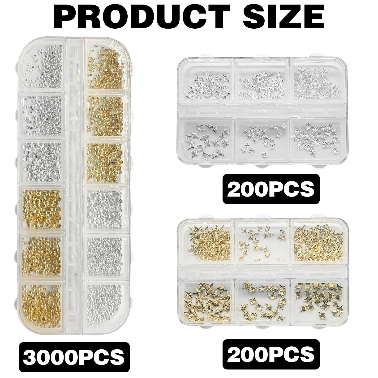 Набір бісеру зірок 3400 шт золотого та срібного кольорів,, фото №2