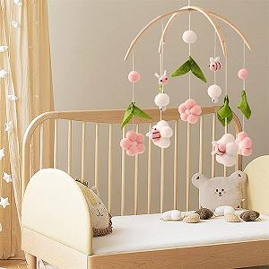 Мобиль Baby Wind Chimes Children's Room Hanging Bed Bell Wind Chime Baby Felt Balls Fresh Flowers and Bees A synthetic.ua - Фото 1