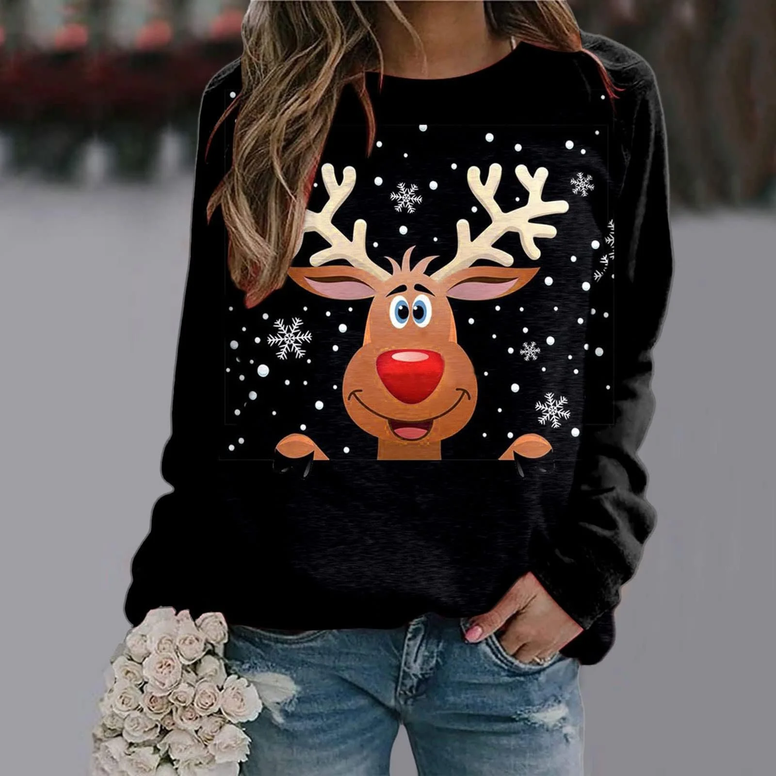 Жіночий Різдвяний світшот з круглим вирізом, фото №2