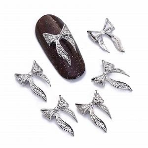 Стрази для нігтів Бантики-метелики Білі 50 шт - Фото 1