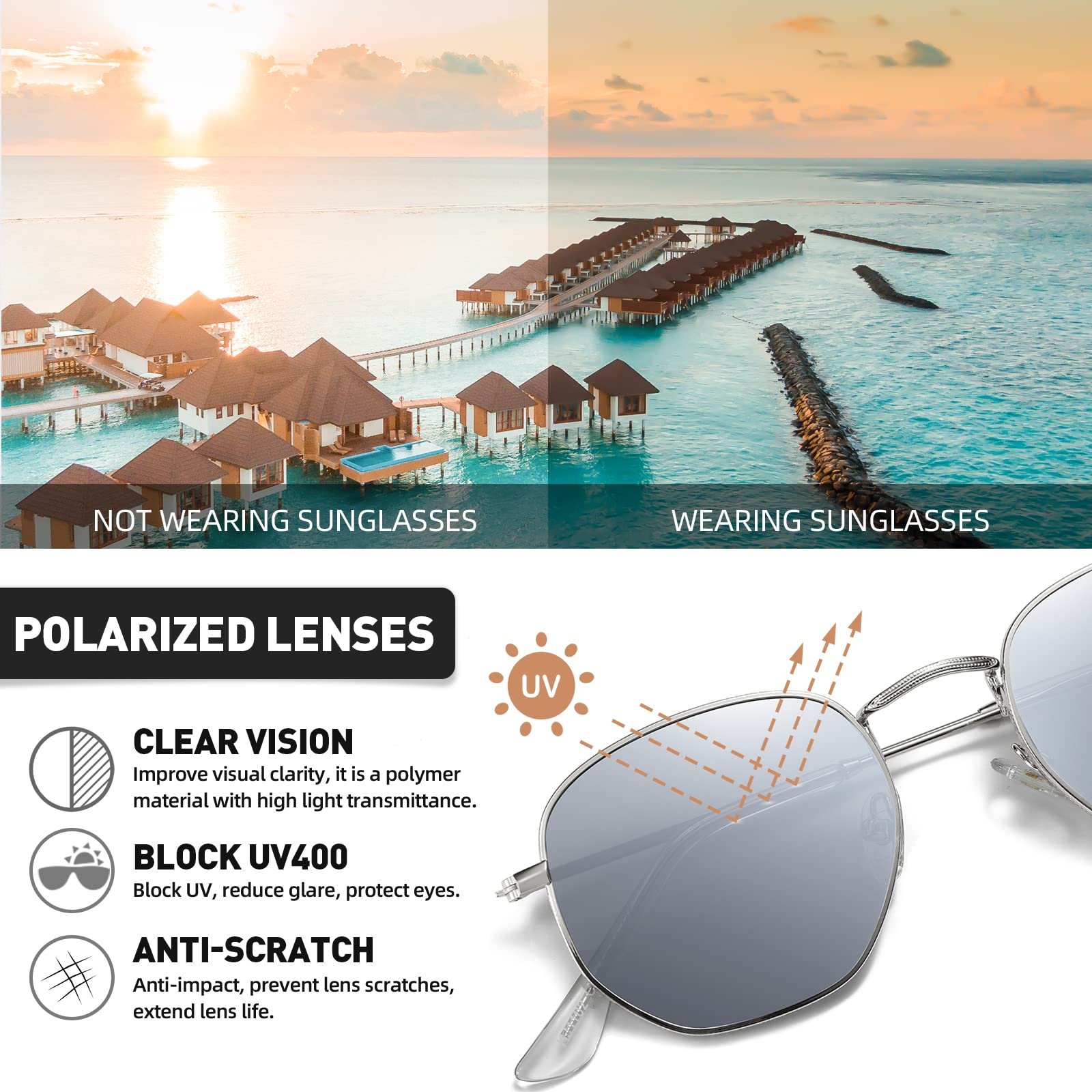 Сонцезахисні окуляри H HELMUT JUST Шестикутні Ретро Поляризовані Металеві, фото №4 Сонцезахисні окуляри H HELMUT JUST Шестикутні Ретро Поляризовані Металеві, фото №4