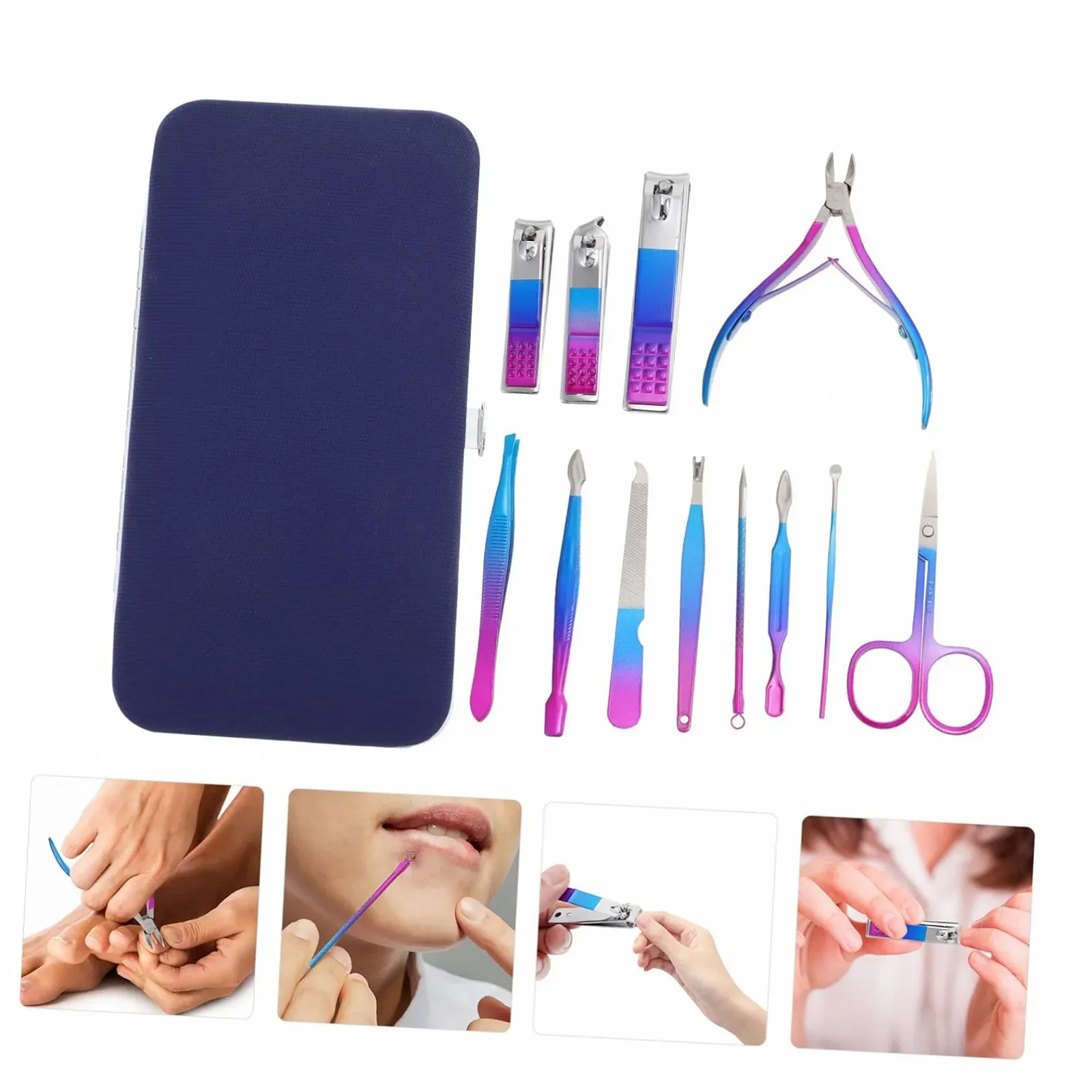 Набор для маникюра PACKOVE из нержавеющей стали, кусачки для ногтей, пилочки, фото №6