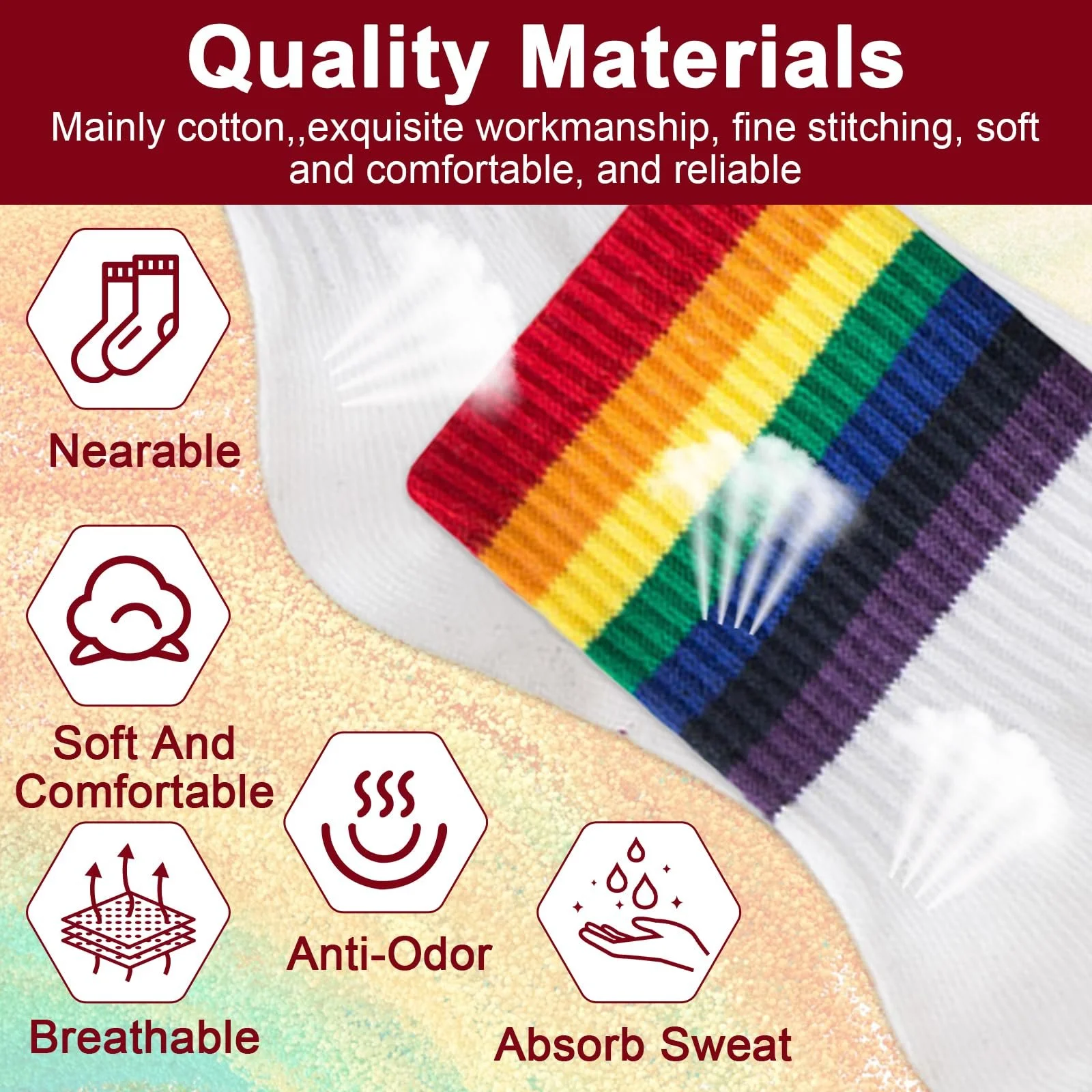 Шкарпетки з райдужним візерунком (4 пари), фото №3 Шкарпетки з райдужним візерунком (4 пари), фото №3