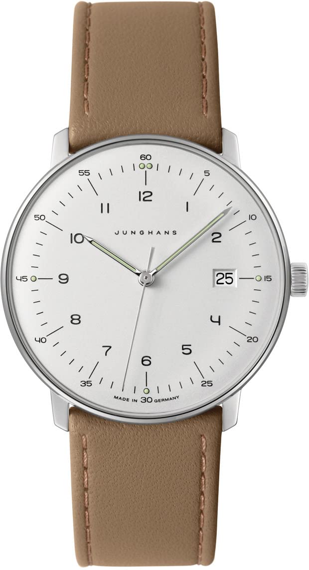 Чоловічий годинник JUNGHANS Max Bill 41/4562.02 з сапфіровим склом сріблястий Бежевий Класичний, фото №1