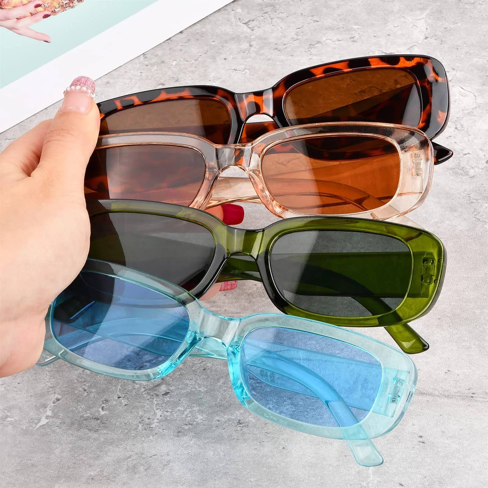 Солнцезащитные Очки Прямоугольные Ретро Zimoer, 8 шт, фото №3