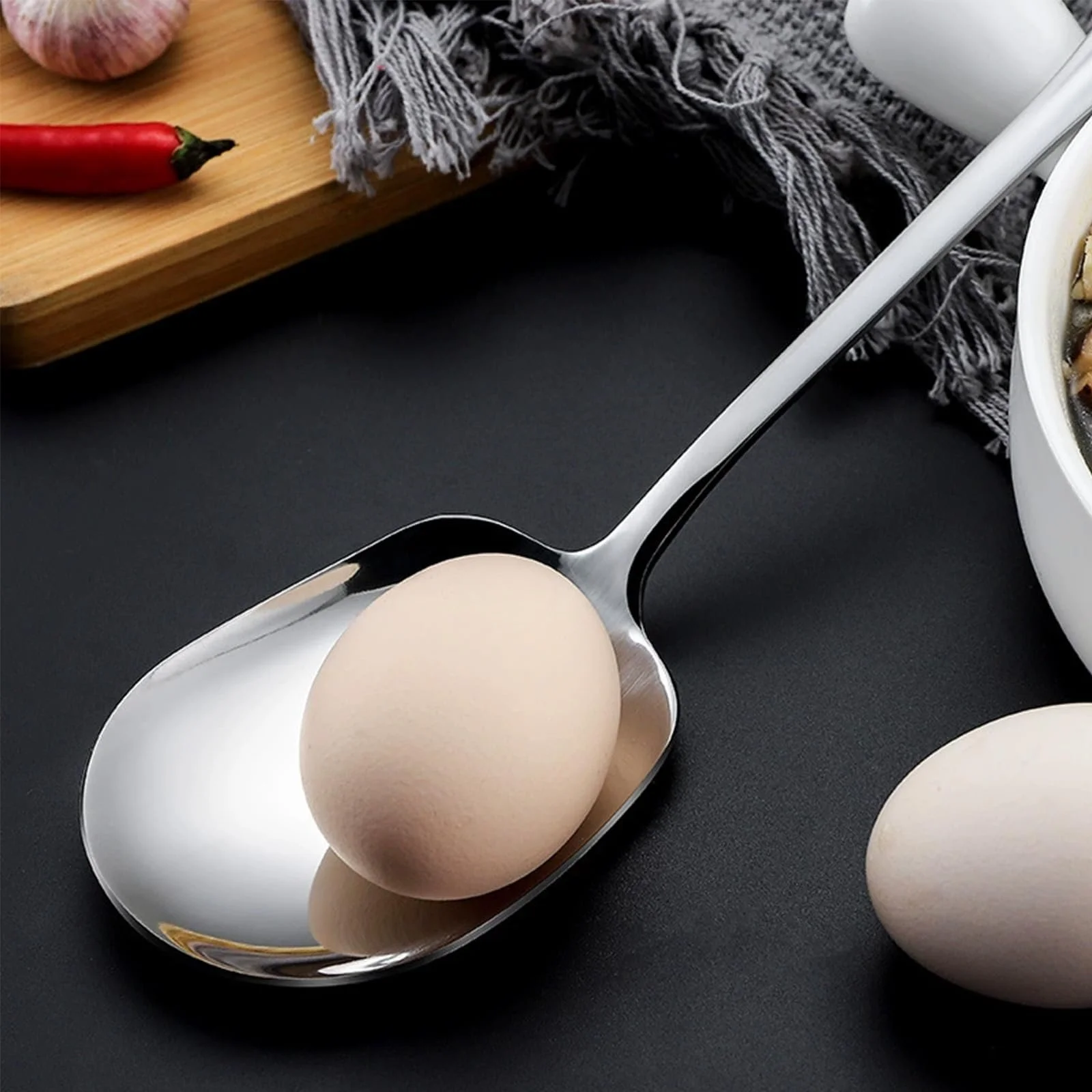 Набор больших сервировочных ложек 4 шт нержавеющая сталь, фото №3