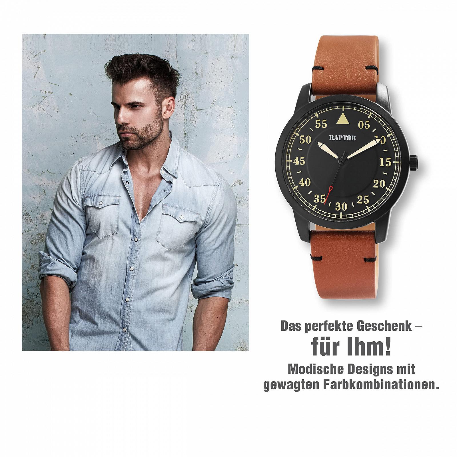 Годинник Raptor RA20284 Чоловічий Ремінець з натуральної шкіри Світні стрілки Аналоговий Кварцовий, фото №6