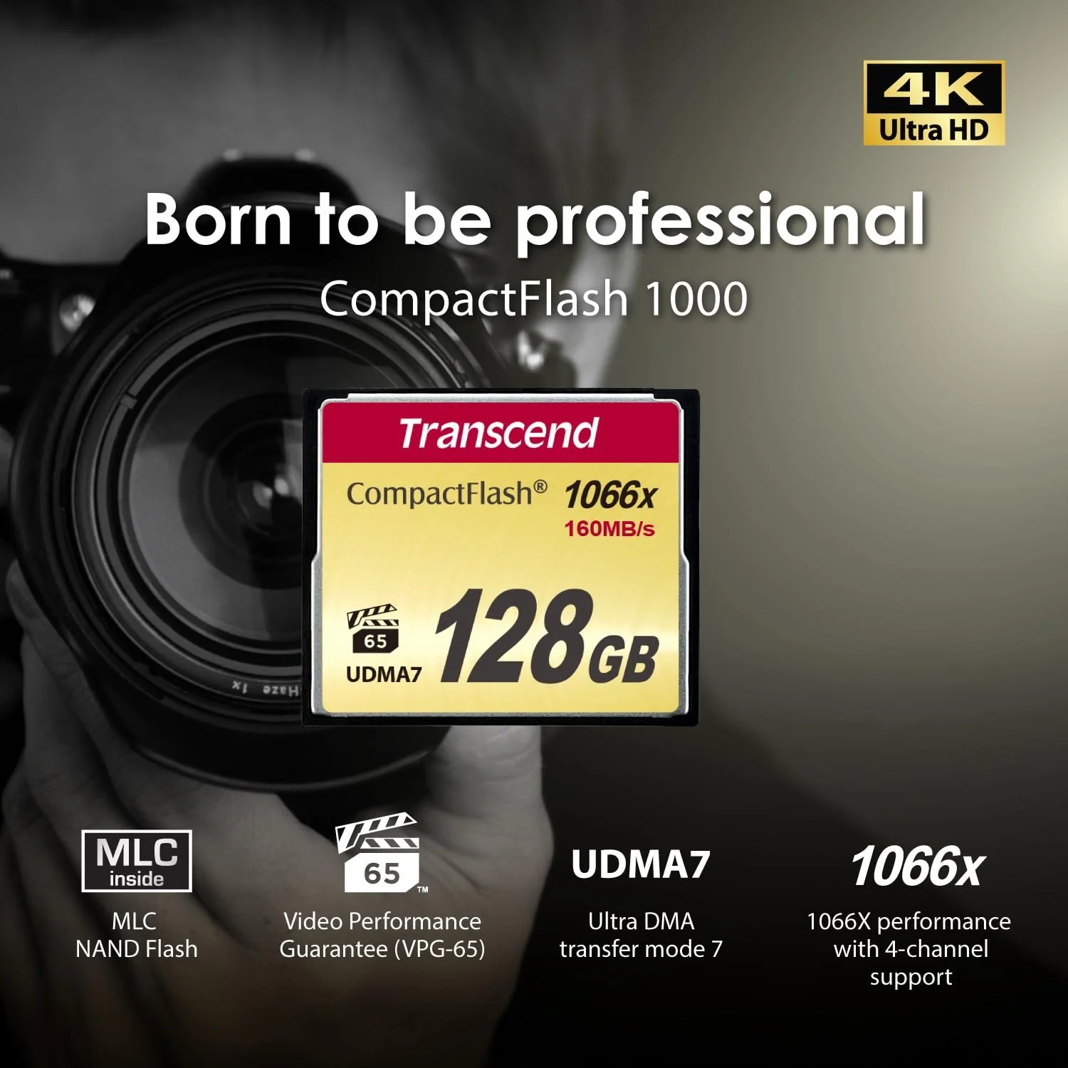 Compact Flash Card Transcend Information 128GB TS128GCF1000 160/120 MB/s, фото №3 Compact Flash Card Transcend Information 128GB TS128GCF1000 160/120 MB/s, фото №3