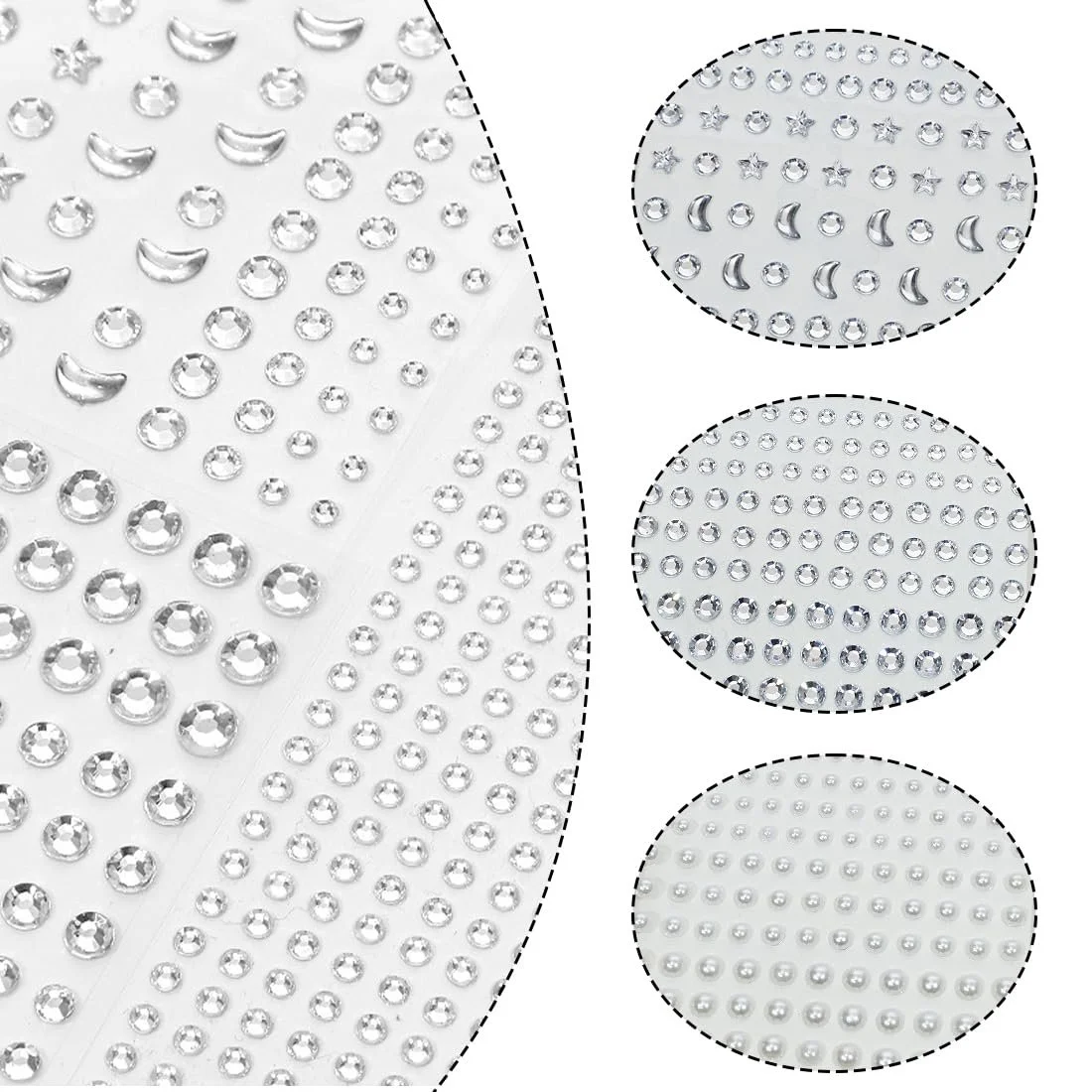 Стрази Блискучі Самоклеючі, Набір 1066 шт., фото №3