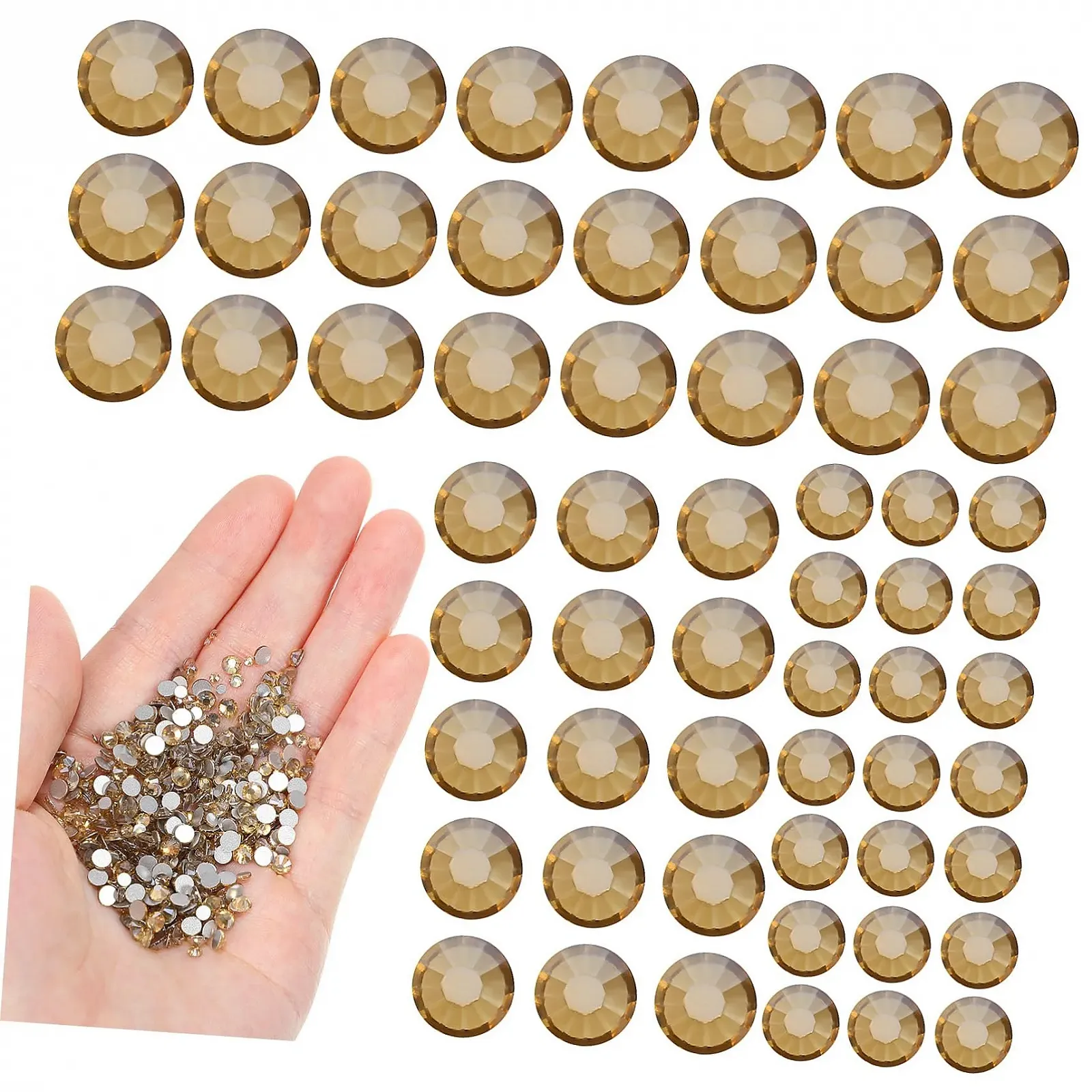 Стразы для ногтей minkissy Плоские круглые стеклянные кристаллы Стразы для маникюра и рукоделия, фото №1