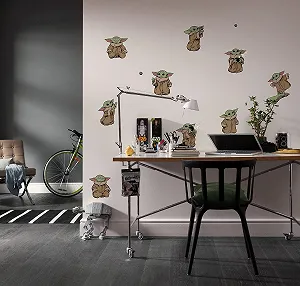 Наклейка на стіну Komar Star Wars The Mandalorian Grogu The Cutest 50 x 70 см Brown Green - Фото 1