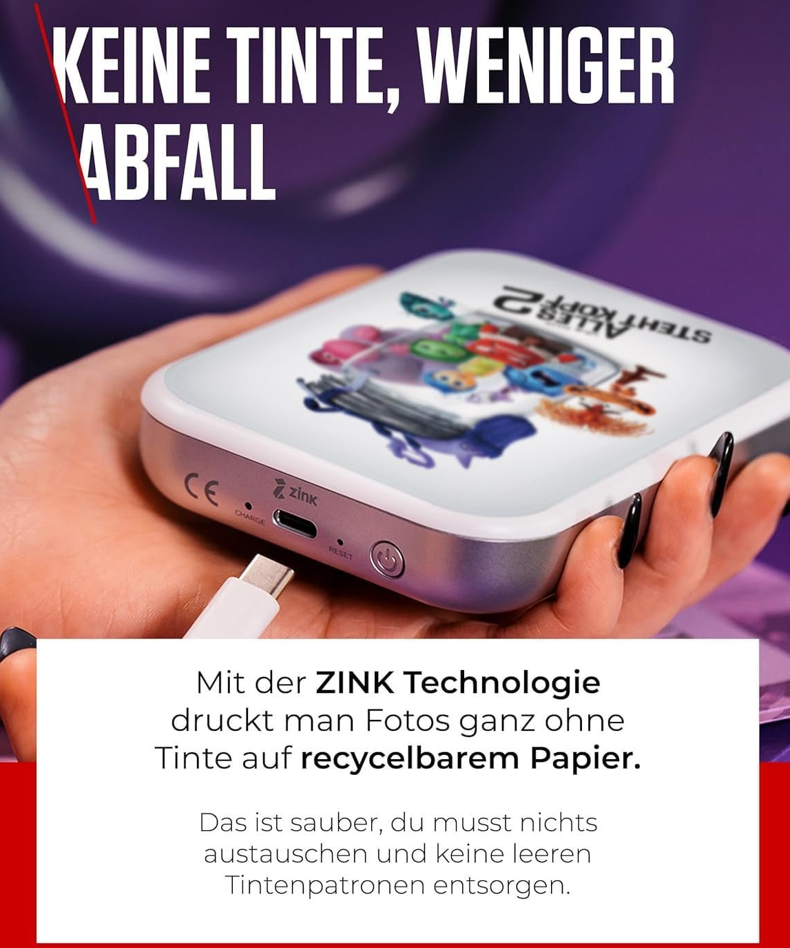 Мини-фотопринтер Canon Zoemini Disney Pixar Everything Stands Head White, фото №2