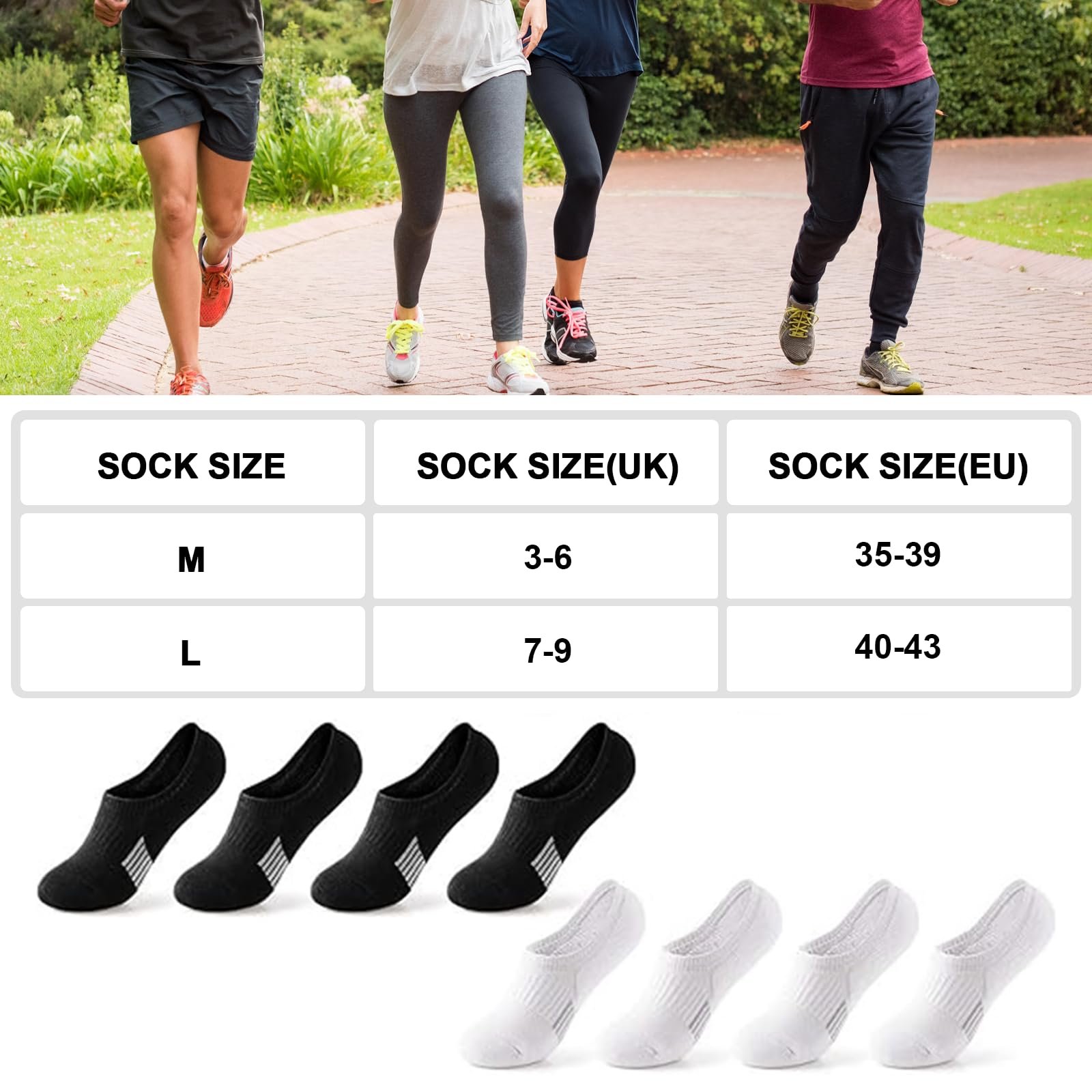 Спортивные носки унисекс Черный Белый (8 пар), фото №6