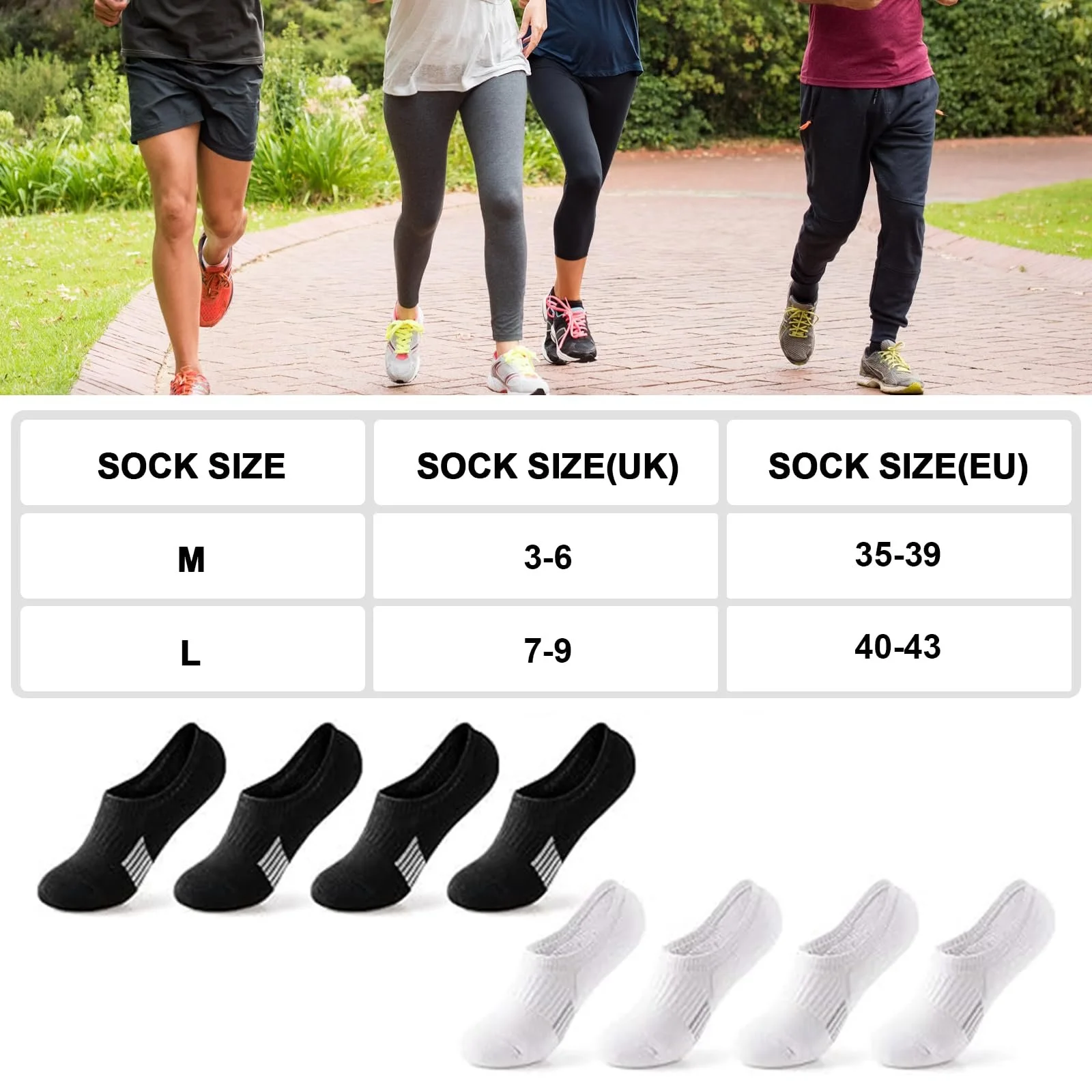 Шкарпетки спортивні унісекс Чорний Білий (8 пар), фото №6