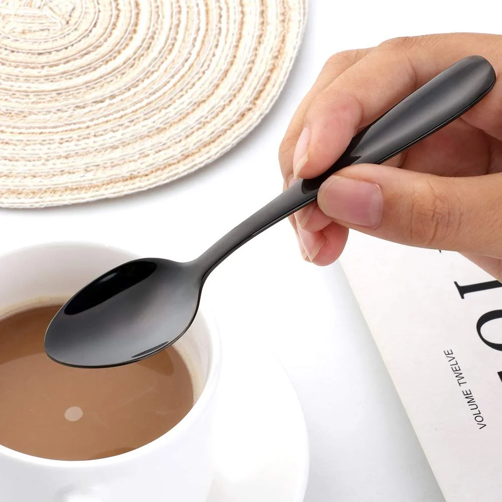 Ложки чайні набір 8 штук Чорний Нержавіюча сталь, фото №6