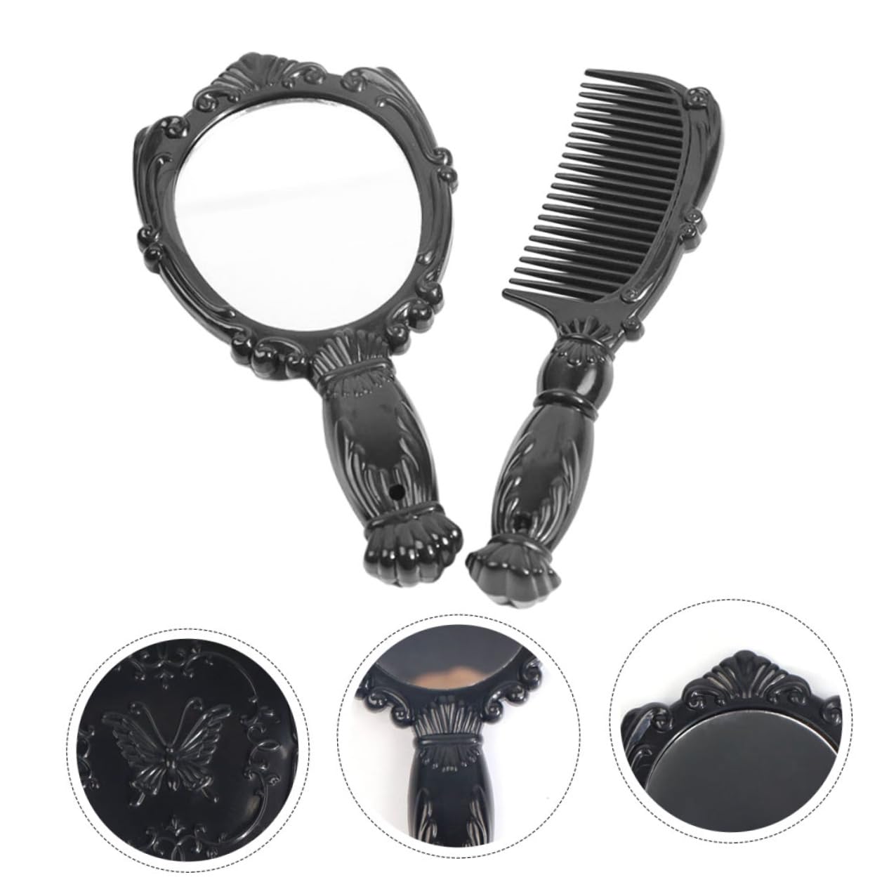 Комплект Angoily 4 шт Гребінець Дзеркало Чорний, фото №4 Комплект Angoily 4 шт Гребінець Дзеркало Чорний, фото №4