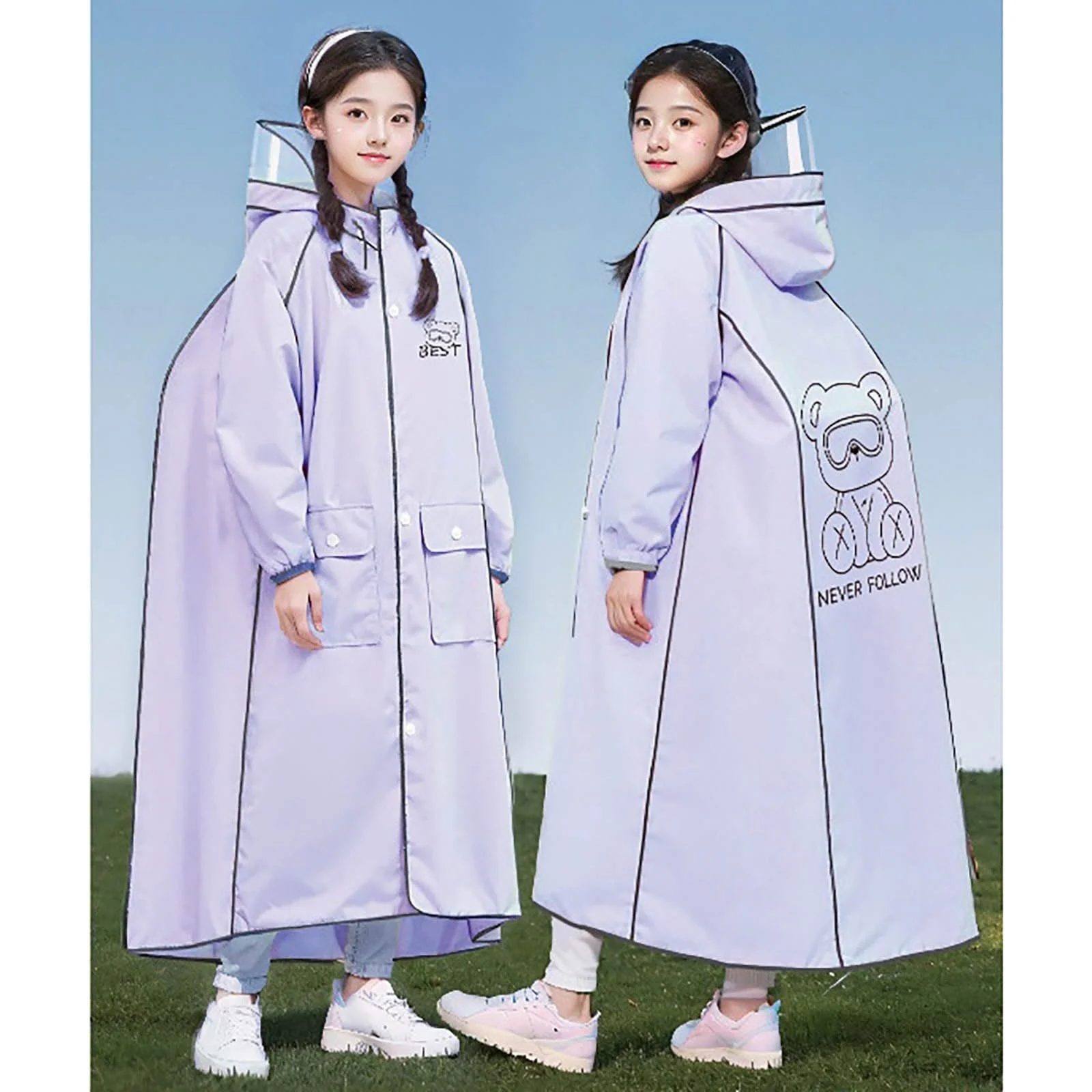 Легкий дощовик Довгий дощовий пончо, фото №2